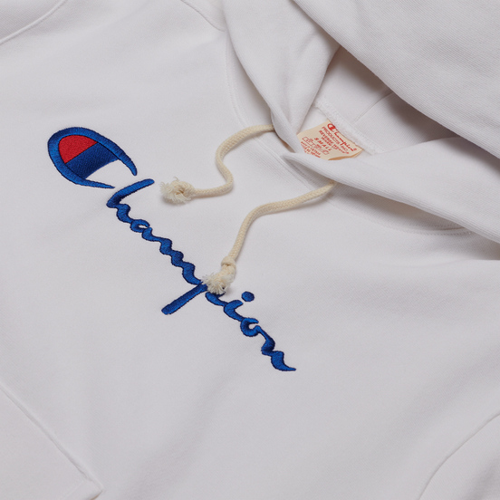 Женская толстовка Champion Reverse Weave Big Script & Logo Sleeve Hoodie White