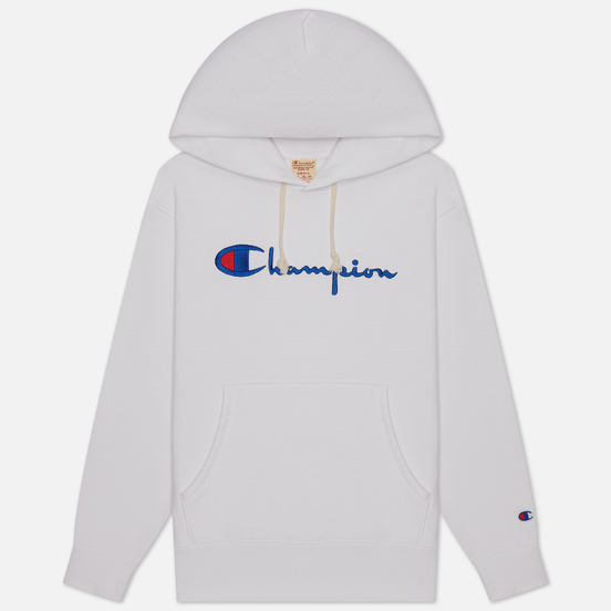 Женская толстовка Champion Reverse Weave Big Script & Logo Sleeve Hoodie White
