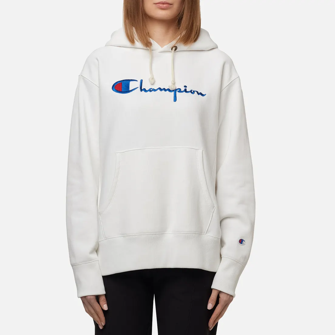 Champion Reverse Weave Женская толстовка Big Script & Logo Sleeve Hoodie