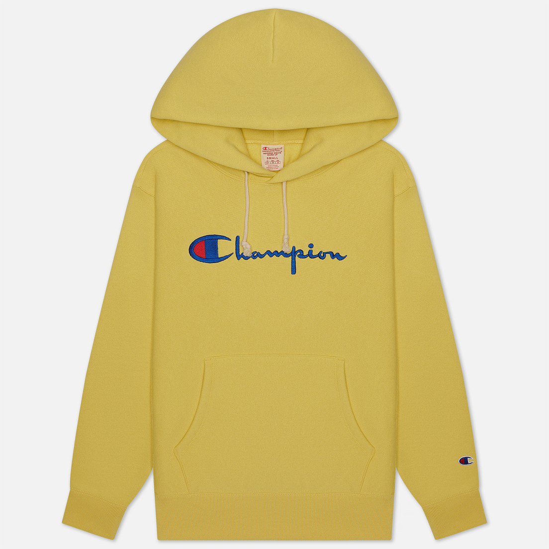 yellow champion hoodie big logo