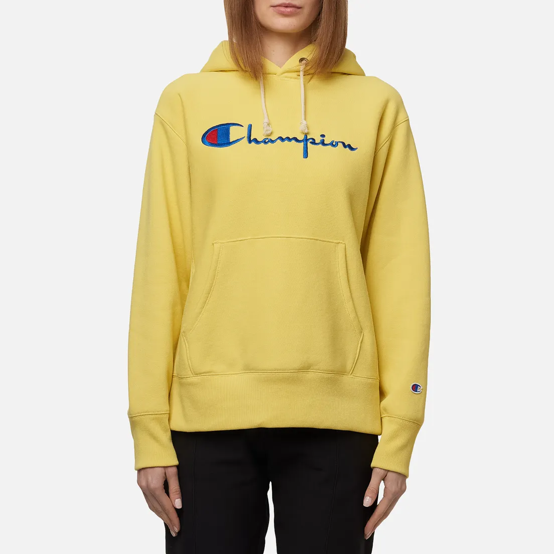 Champion Reverse Weave Женская толстовка Big Script & Logo Sleeve Hoodie