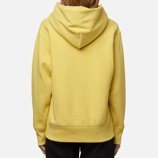 Женская толстовка Champion Reverse Weave Big Script & Logo Sleeve Hoodie Yellow