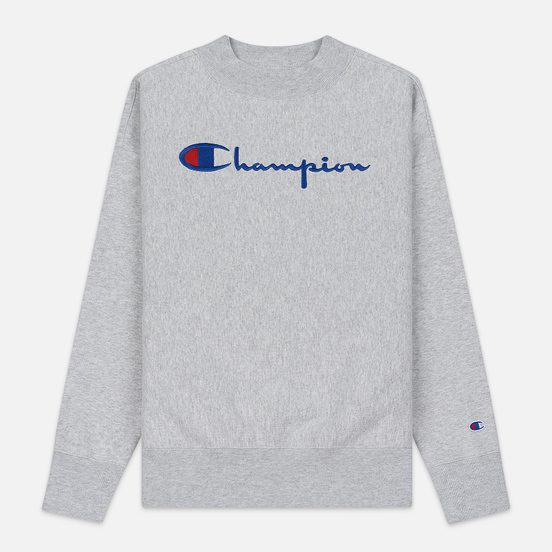 Женская толстовка Champion Reverse Weave Big Script Oversize Crew Neck Light Grey