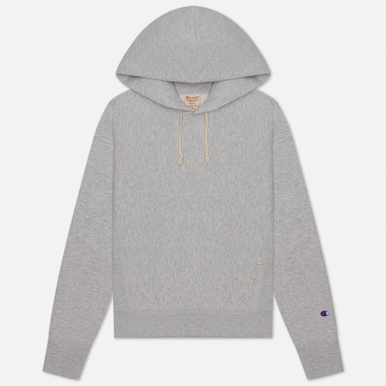 Женская толстовка Champion Reverse Weave Logo Sleeve Hoodie Light Grey
