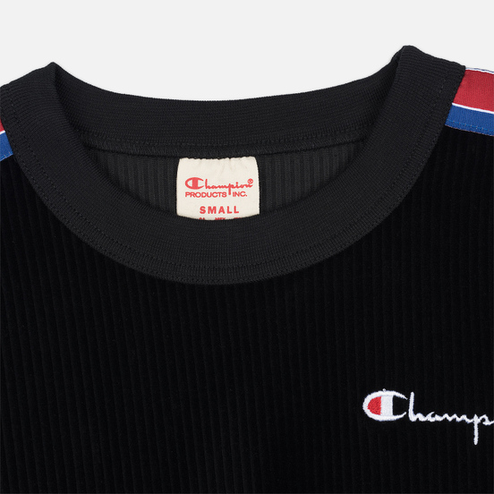 Женская толстовка Champion Reverse Weave Logo Tape Crew Neck Black