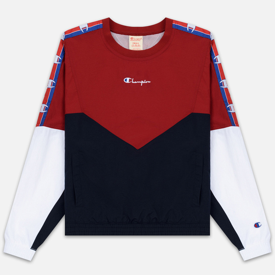 Женская толстовка Champion Reverse Weave Peached Feel Crinckle Water Repellent Crew Neck Dark Red/Navy/White