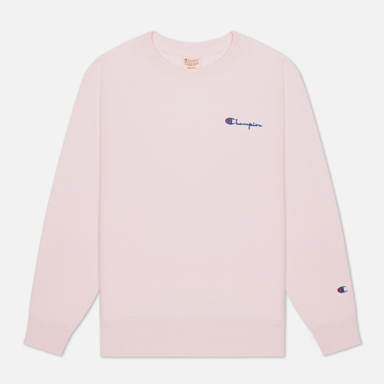 Женская толстовка Champion Reverse Weave Small Script & Logo Sleeve Crew Neck Pink
