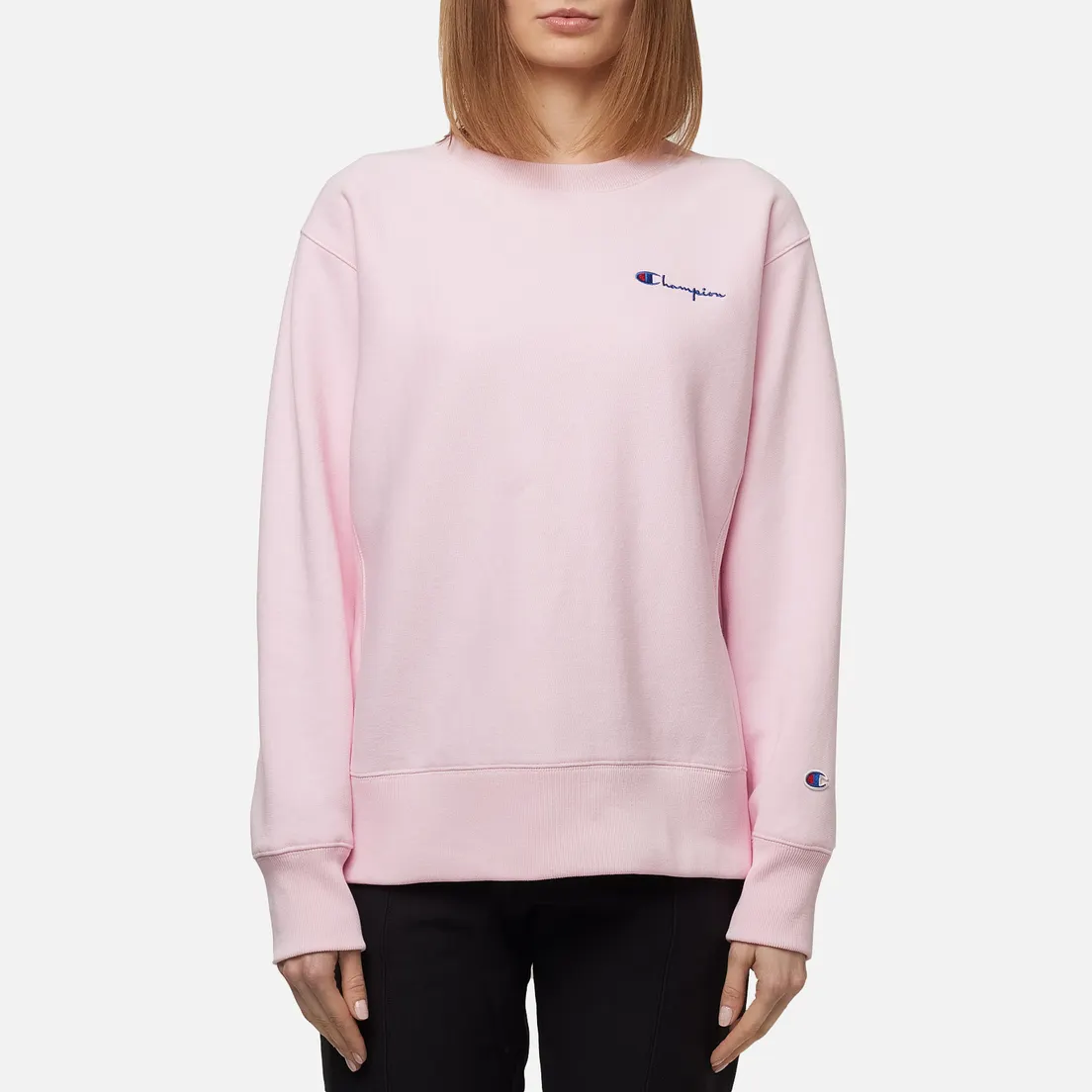 Champion Reverse Weave Женская толстовка Small Script & Logo Sleeve Crew Neck