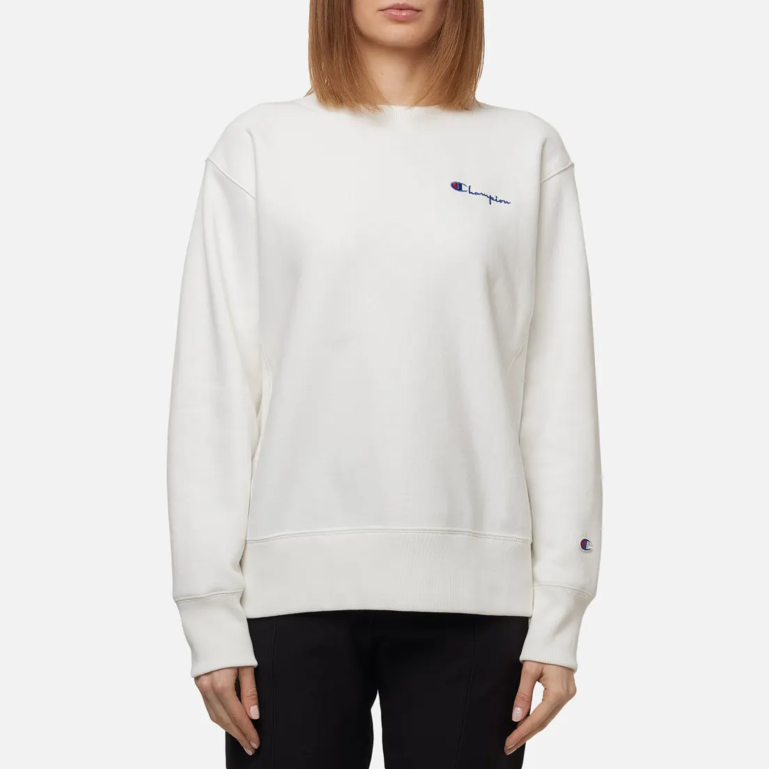 Champion Reverse Weave Женская толстовка Small Script & Logo Sleeve Crew Neck