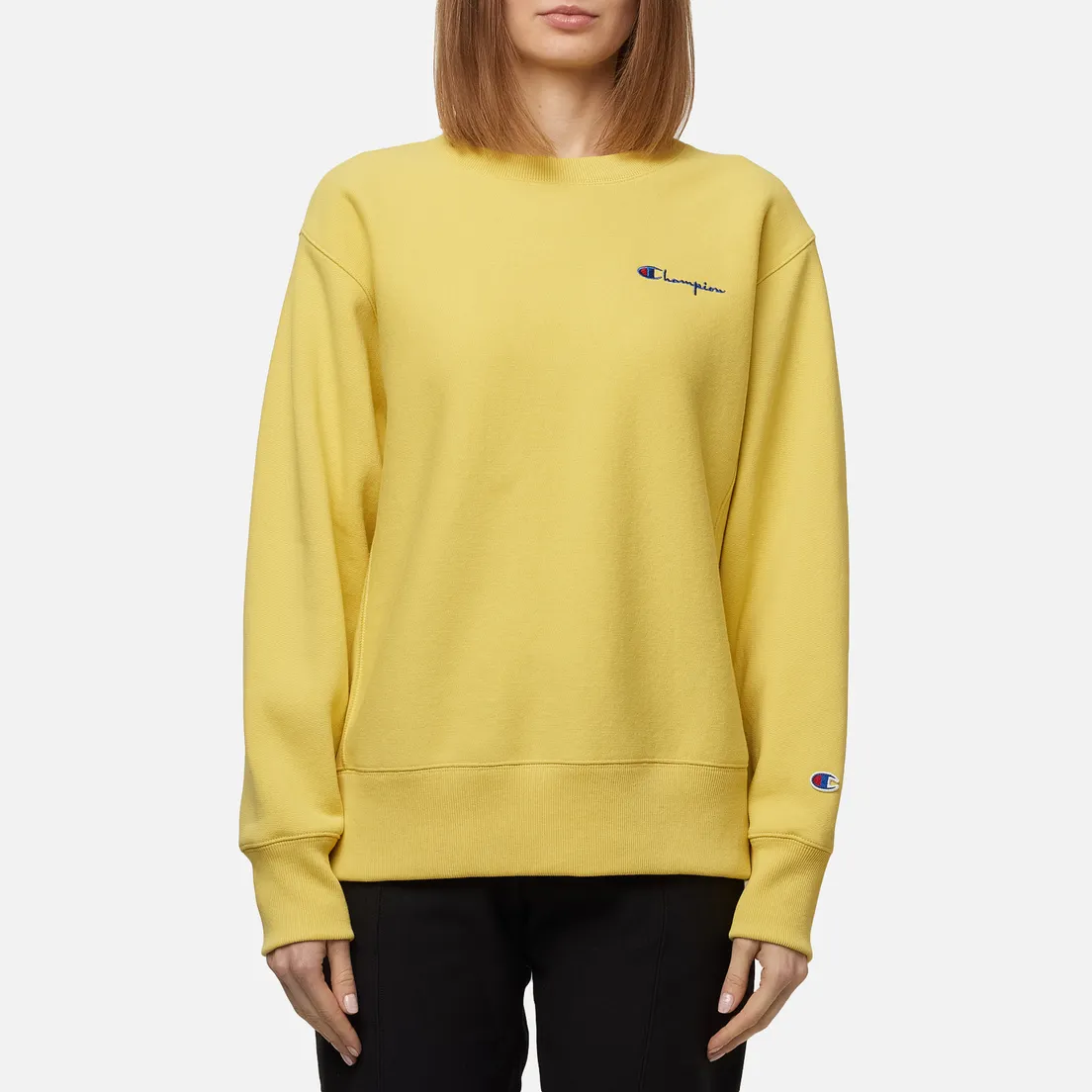 Champion Reverse Weave Женская толстовка Small Script & Logo Sleeve Crew Neck