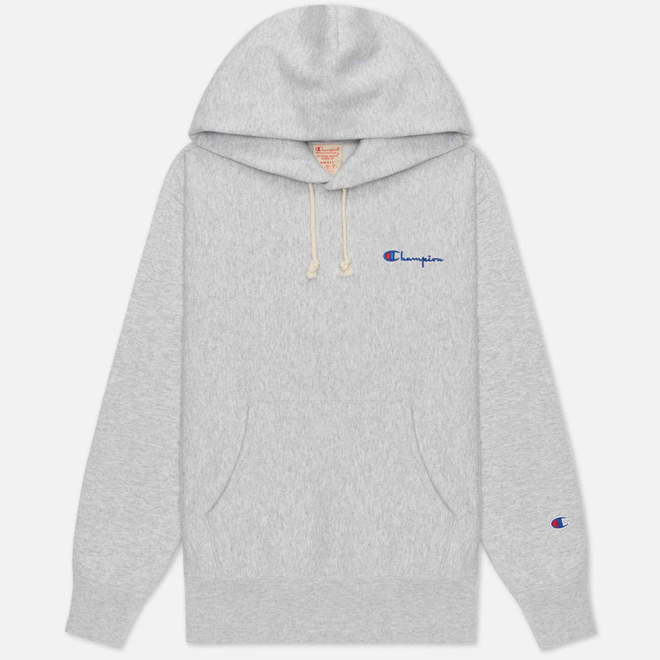 Женская толстовка Champion Reverse Weave Small Script & Logo Sleeve Hoodie Light Grey