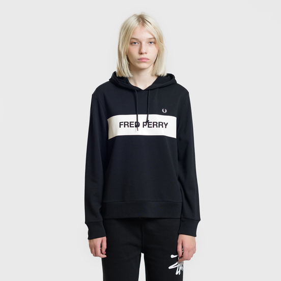 Женская толстовка Fred Perry Printed Brand Hoodie Black