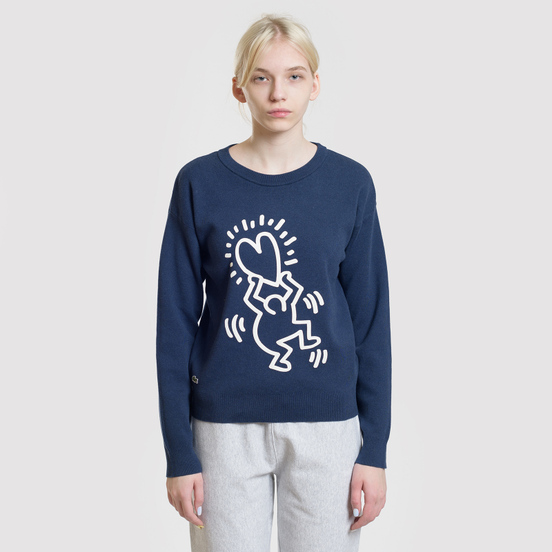 Женская толстовка Lacoste x Keith Haring 3D Print Crew Neck Blue/White
