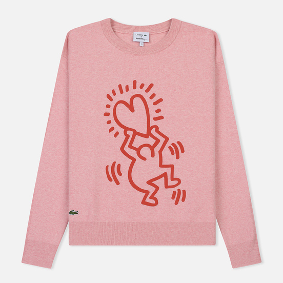 Женская толстовка Lacoste x Keith Haring 3D Print Crew Neck Pink/Red