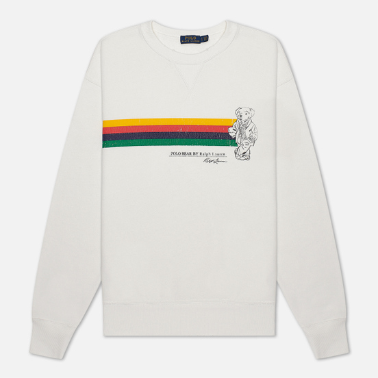 Женская толстовка Polo Ralph Lauren Stripe Bear Lightweight Seasonal Fleece Deckwash White