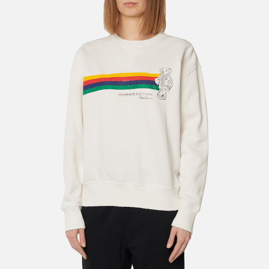 Женская толстовка Polo Ralph Lauren Stripe Bear Lightweight Seasonal Fleece Deckwash White