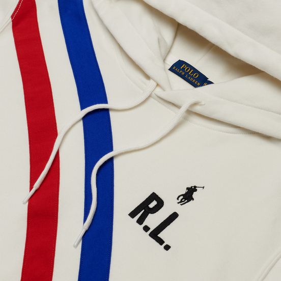 Женская толстовка Polo Ralph Lauren Two Stripe R.L. Hoodie Featherweight Fleece Deckwash White
