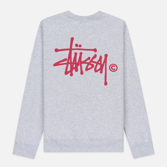 Женская толстовка Stussy Basic Logo Crew Ash Heather/Pink