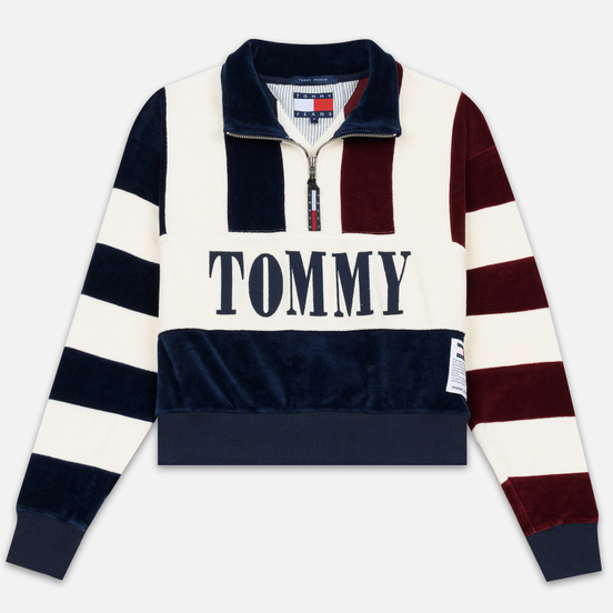 Женская толстовка Tommy Jeans Heritage Mock Neck Velour Navy Blazzer/Multi