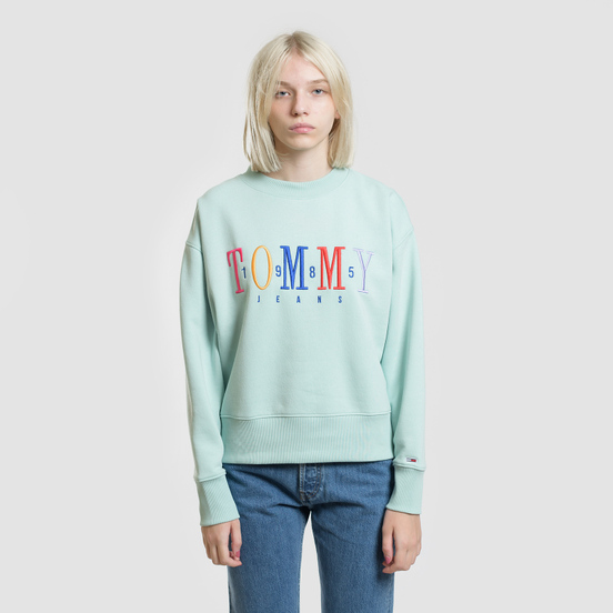 Женская толстовка Tommy Jeans Multicolor Embroidery Crew 1985 Canal Blue