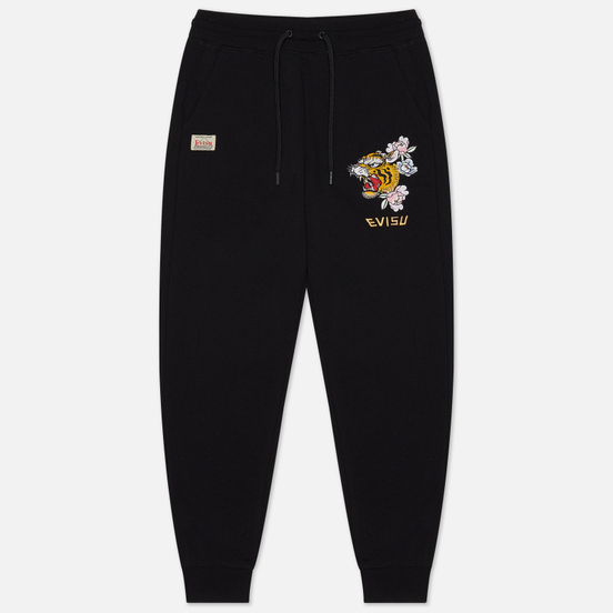Женские брюки Evisu Heritage Tiger Embroidered Black