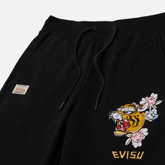 Женские брюки Evisu Heritage Tiger Embroidered Black