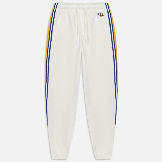 Женские брюки Polo Ralph Lauren Bold Stripes Lightweight Seasonal Fleece Ankle Deckwash White