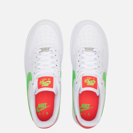 Женские кроссовки Nike Air Force 1 '07 White/Laser Crimson/Green Strike
