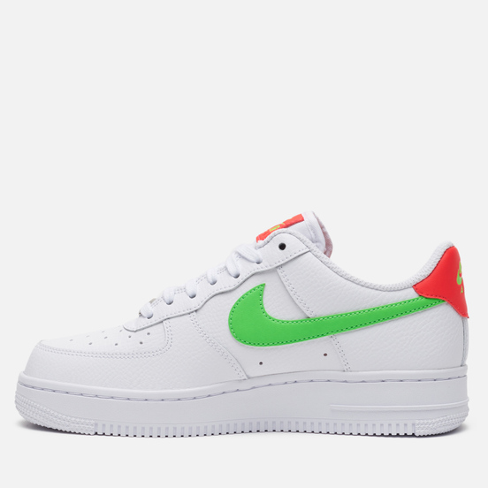 Женские кроссовки Nike Air Force 1 '07 White/Laser Crimson/Green Strike