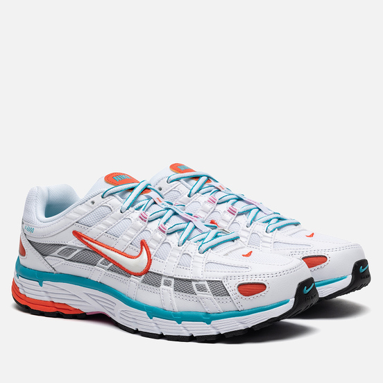 Женские кроссовки Nike P-6000 White/White/Oracle Aqua/Magic Flamingo