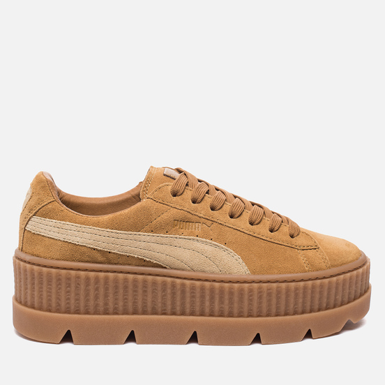 Женские кроссовки Puma x Rihanna Fenty Cleated Creeper Suede Golden Brown/Lark
