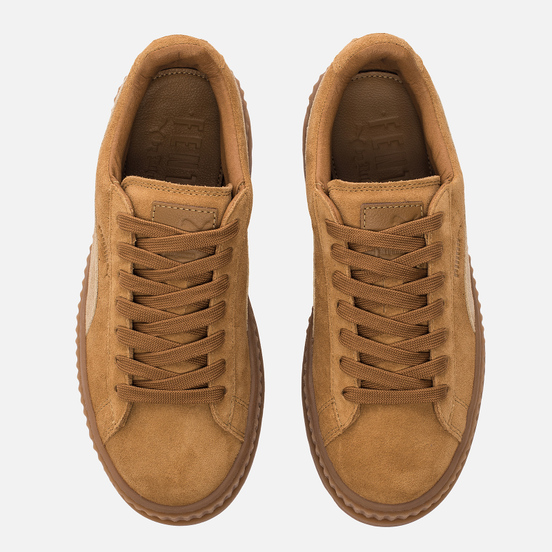 Женские кроссовки Puma x Rihanna Fenty Cleated Creeper Suede Golden Brown/Lark