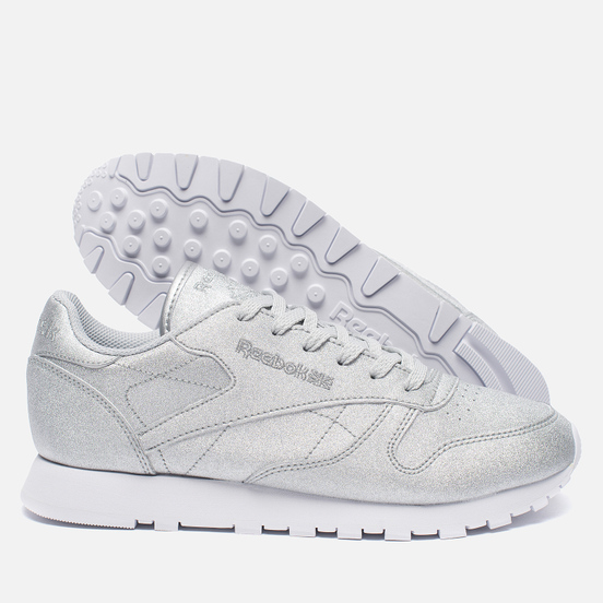 Женские кроссовки Reebok Classic Leather Diamond Silver Metallic/Snow Grey/White
