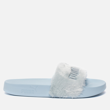 Женские сланцы Puma x Rihanna Fenty Fur Slide Cool Blue/Puma Silver