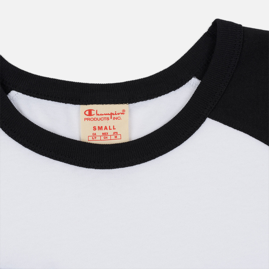 Женский лонгслив Champion Reverse Weave Big Script Color Block Crew Neck Black/White