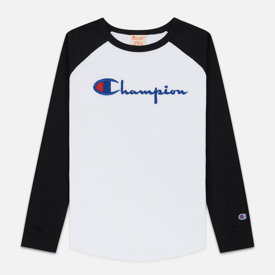 Женский лонгслив Champion Reverse Weave Big Script Color Block Crew Neck Black/White