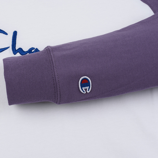 Женский лонгслив Champion Reverse Weave Big Script Color Block Crew Neck Mulled Grape/White