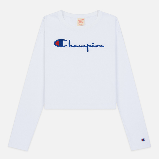 Женский лонгслив Champion Reverse Weave Big Script Cropped White