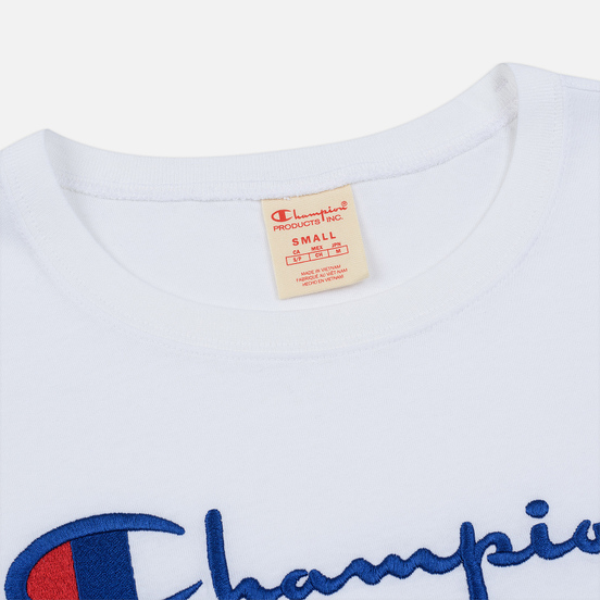 Женский лонгслив Champion Reverse Weave Big Script Cropped White