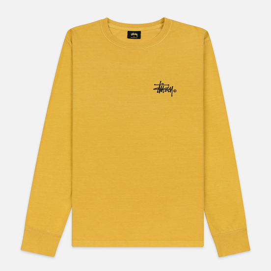 Женский лонгслив Stussy Basic Logo Pigment Dyed Mustard