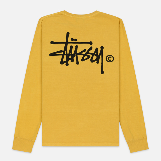 Женский лонгслив Stussy Basic Logo Pigment Dyed Mustard