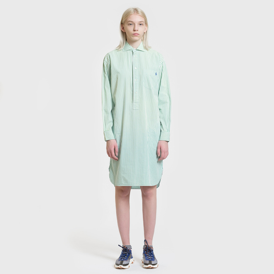 Женское платье Polo Ralph Lauren Chigo LS Sunfade Stripe Seafoam Green/White